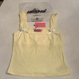 Edikted Yellow Tank Too with/ Blue Bows. Size M. NWT